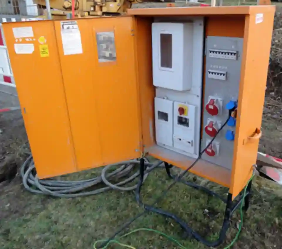 Mobiler Baustromverteiler zur Absicherung der Stromversorgung bei PV-Installationsarbeiten